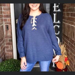 Petal Roz boutique blue relaxed sweater S